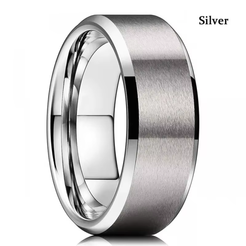 Bague en acier inoxydable noir pour hommes et femmes, couleur argent, rainure multi-facettes, bague 