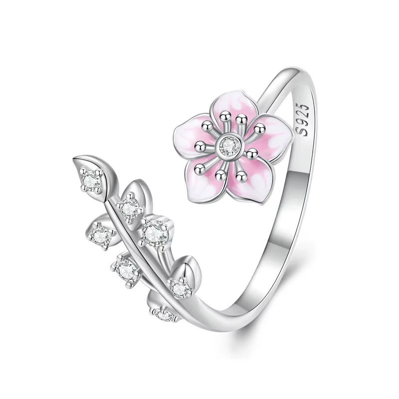 WOSTU-Bague ouverte en argent regardé 925 pour femme, joli bijou romantique, rose, sans fleur, cadea