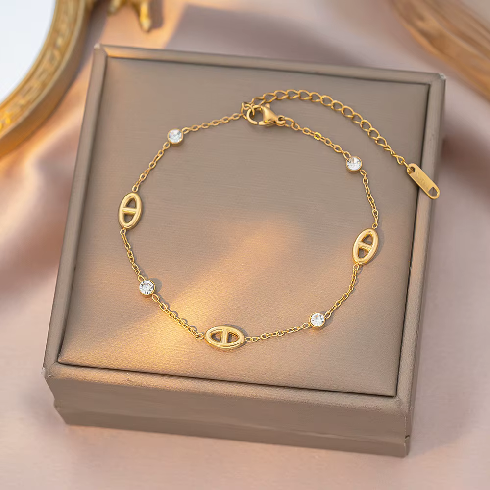 Bracelet minimaliste de style français JP One, bracelet en acier inoxydable blanc avec zircon en for
