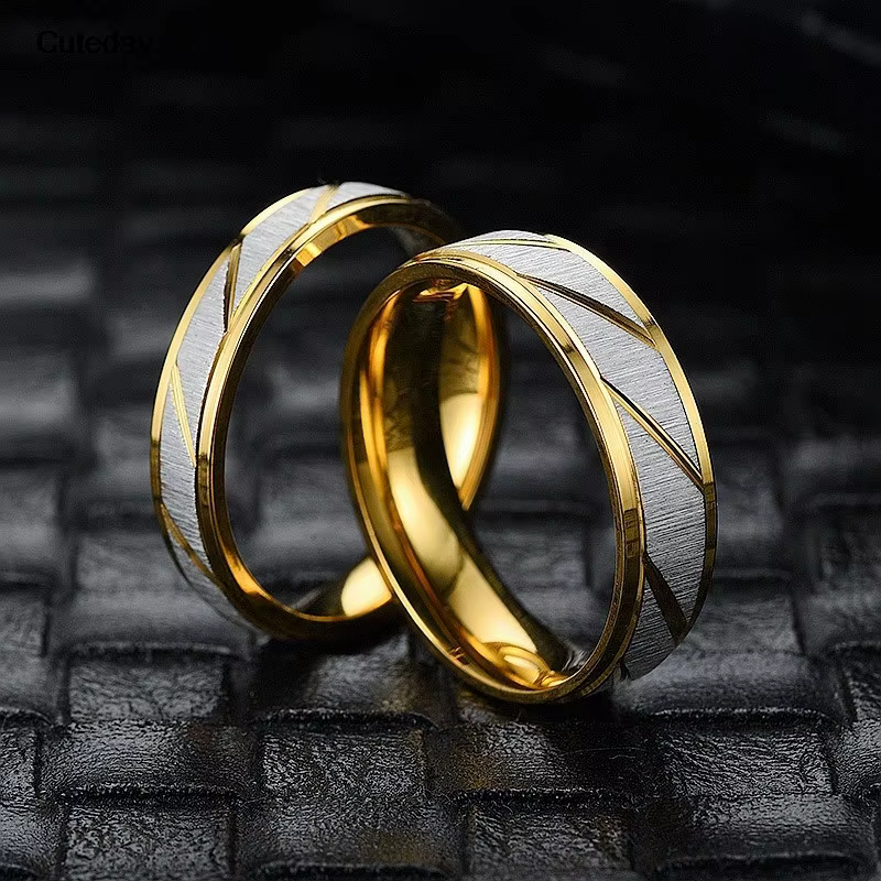 Bagues de Couple à motif ondulé Unique pour hommes et femmes, bague en acier inoxydable de haute qua