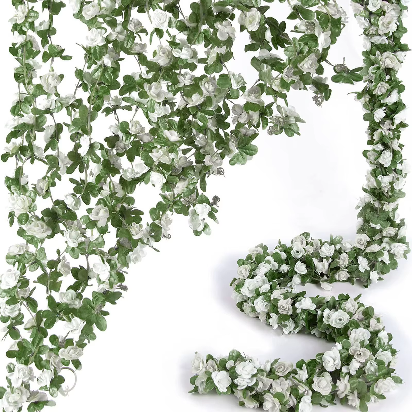 Guirlande de 2,5 m en rotin artificiel avec roses pour décoration de mariage, décoration intérieure,