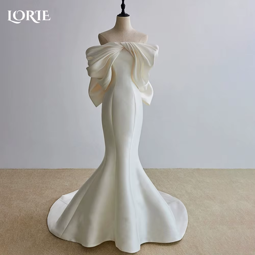LORIE épaules dénudées robe de mariée nœud élégant plis Bobycon sirène robe de mariée personnalisé r