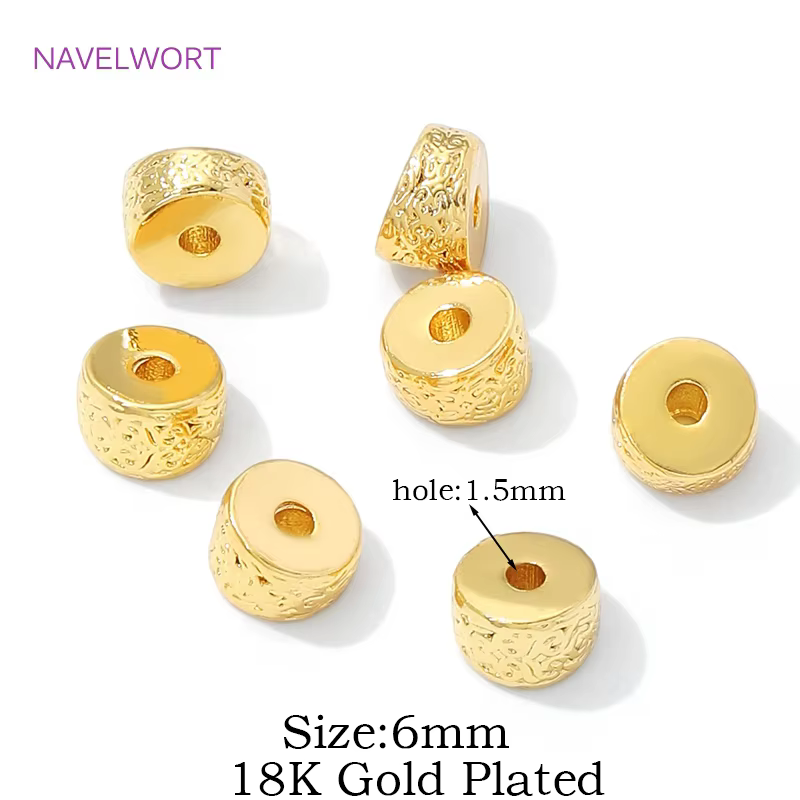 Perles d'espacement rondes irrégulières de 6mm pour la fabrication de bijoux, séparateurs plaqués or
