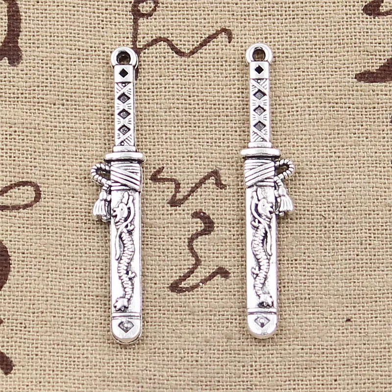 Breloques d'épée de samouraï en gaine, bijoux tibétains faits à la main, 44x8mm, 15 pièces