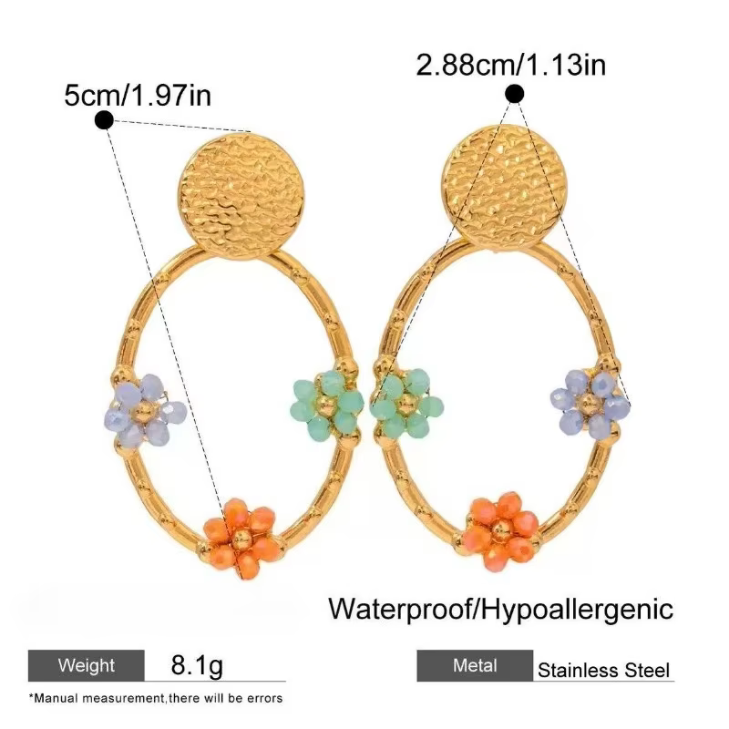 ROXI |   Boucles d'oreilles à fleurs ovales pour femmes et filles, en acier inoxydable, bijoux chics