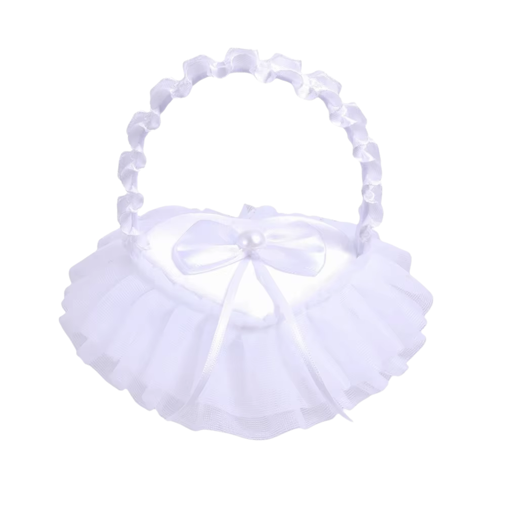 Mini boîte à alliances double avec nœud papillon, panier à alliances en forme de cœur avec poignée, 