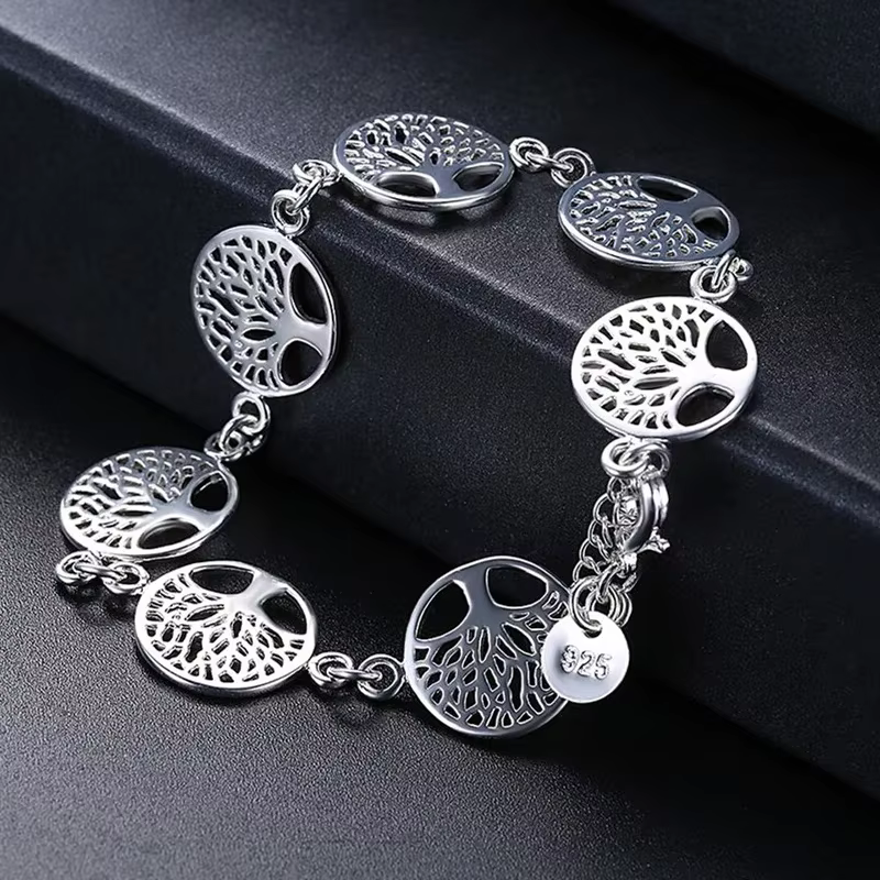 Nouveau Bracelet en argent Sterling 925 arbre de vie Bracelet pour femmes bijoux de fiançailles cade