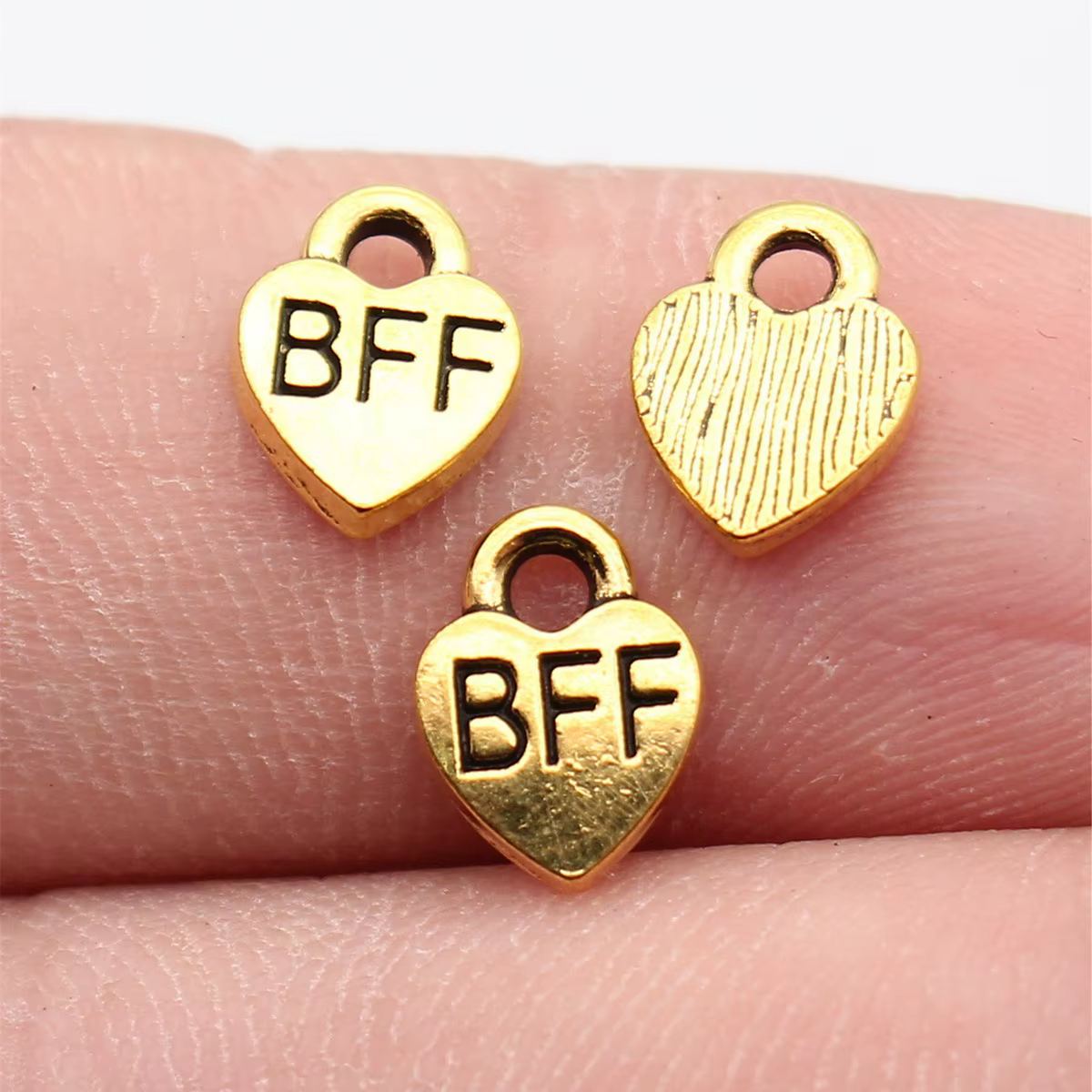 Breloques en forme de cœur couleur or antique, 9.3x7mm, Bff, meilleurs amis pour toujours, accessoir