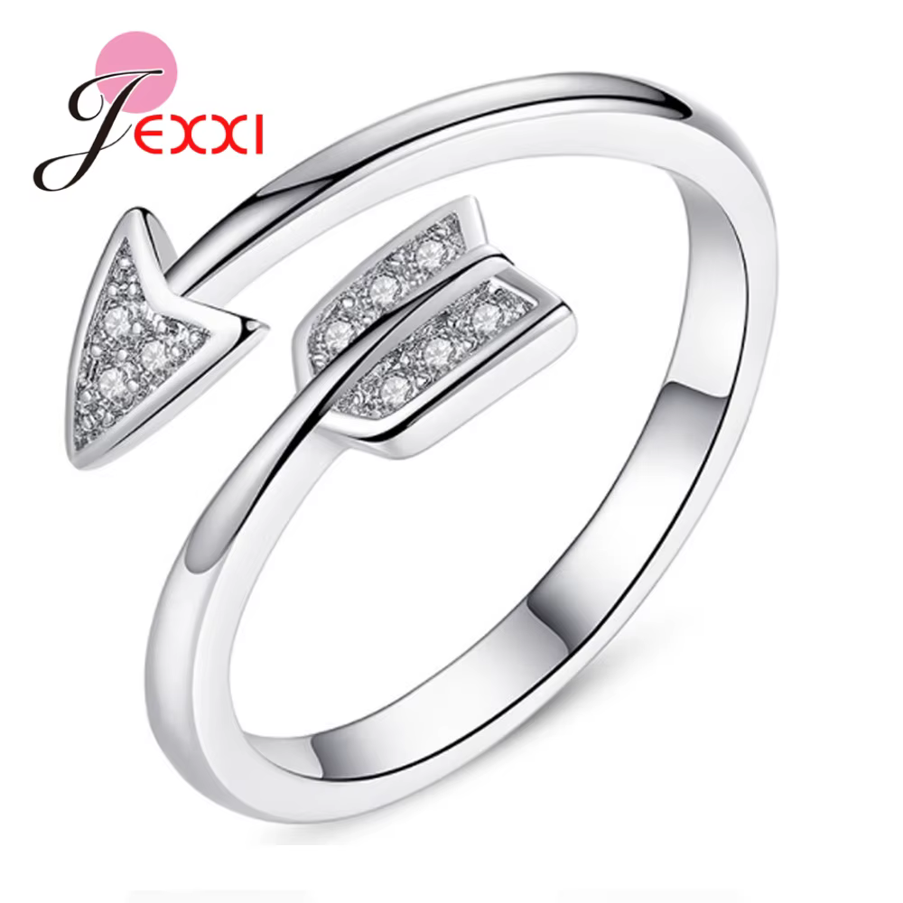 Belle bague flèche en argent regardé 925 pour hommes et femmes, bijoux réglables, fiançailles, décor