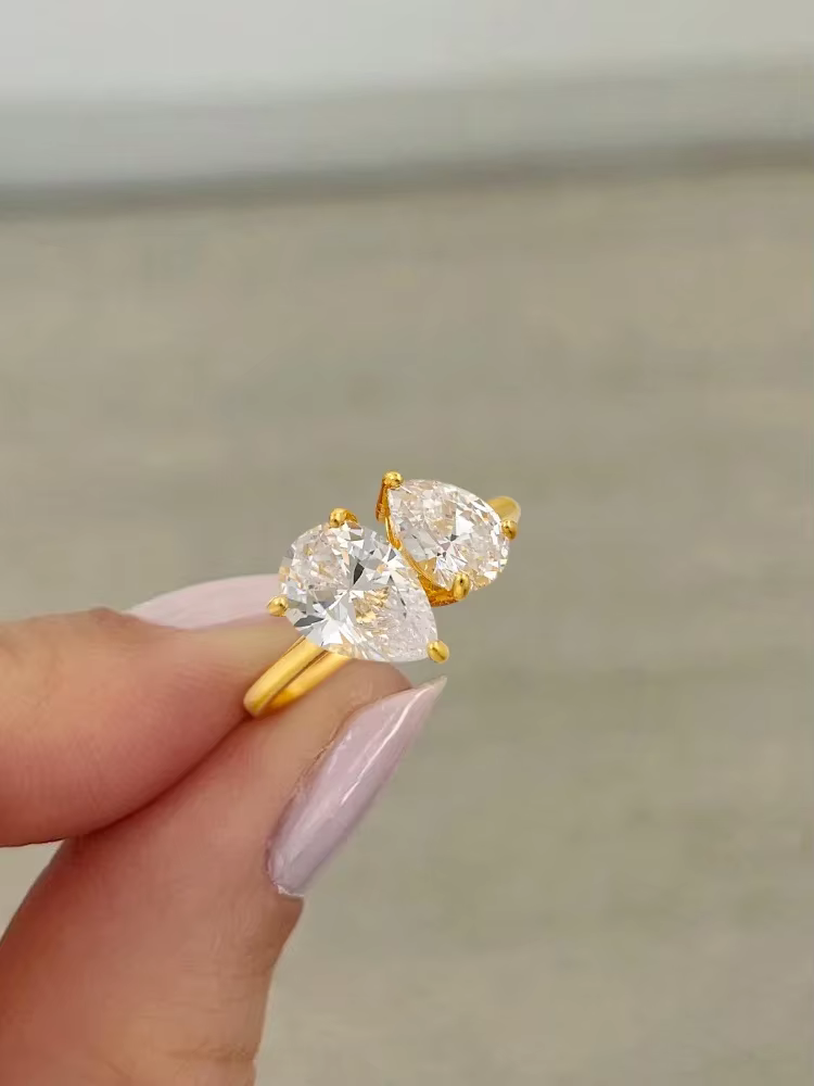 Bagues en argent Sterling 925 pour femmes, goutte d'eau scintillante, entrelacées, éblouissantes, po