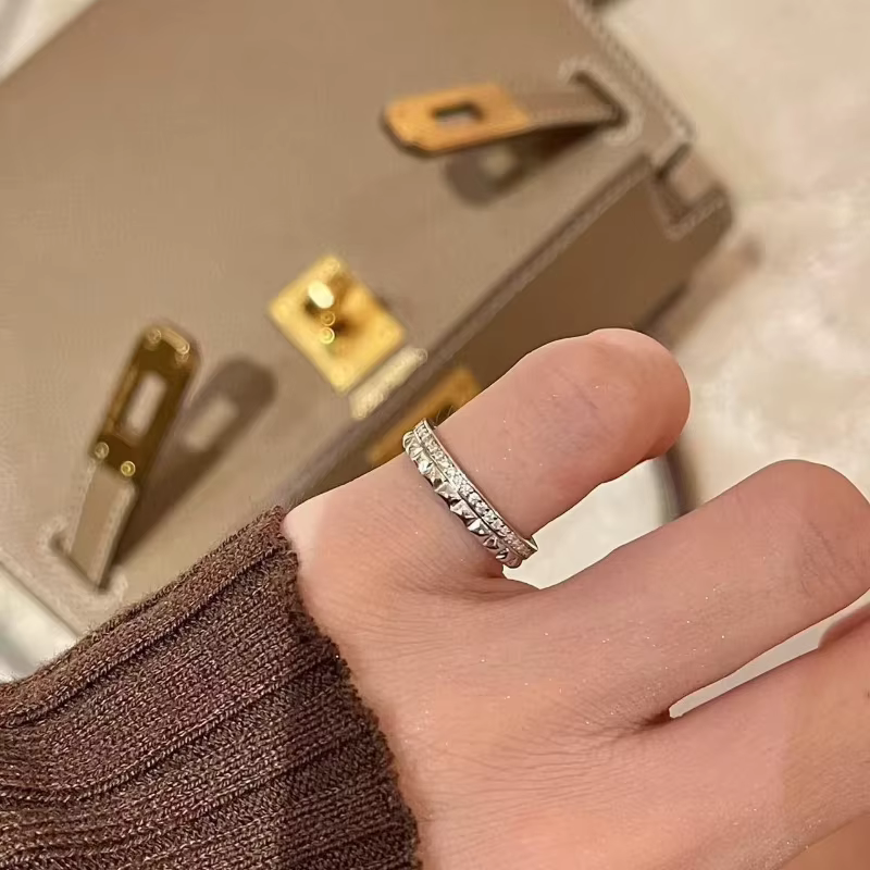 Bague de luxe légère en argent 925 pour femmes, incrustée de diamants, losange brillant, style empil