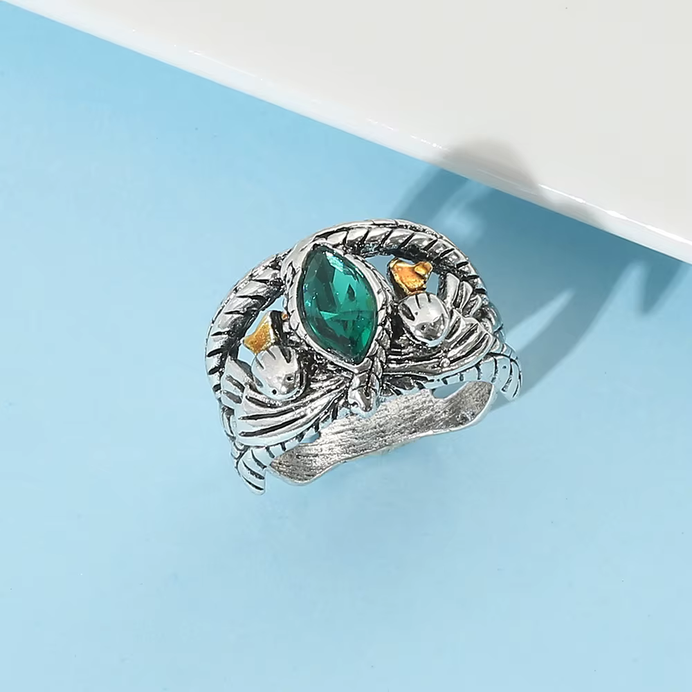 Bague de Barahir Aragorn Gondor seigneur anneaux hommes femmes fans cadeau bagues en cristal vert ca