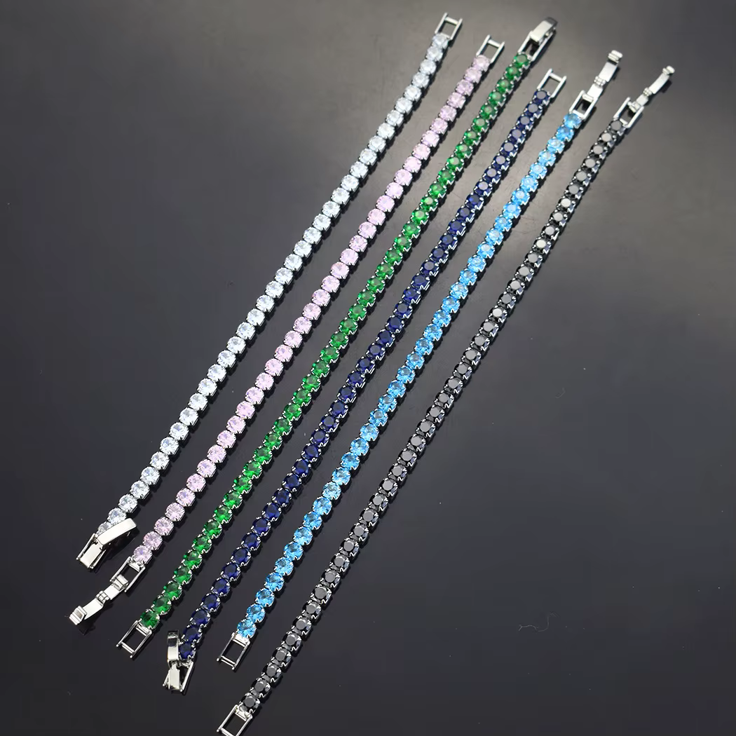 Bracelet de Tennis en Zircon Micro-incrusté de 4mm pour femmes, nouveaux hommes, accessoires de bijo