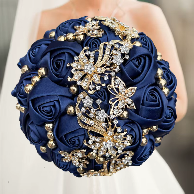 Bouquet de mariage bleu marine pour demoiselle d'honneur, fleurs pour décoration de mariage