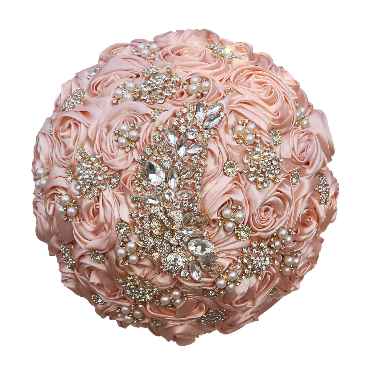 YeeNanee 2026 Bouquet de Mariage en Bois de Rose avec Strass Scintillants pour la Mariée, Demoiselle