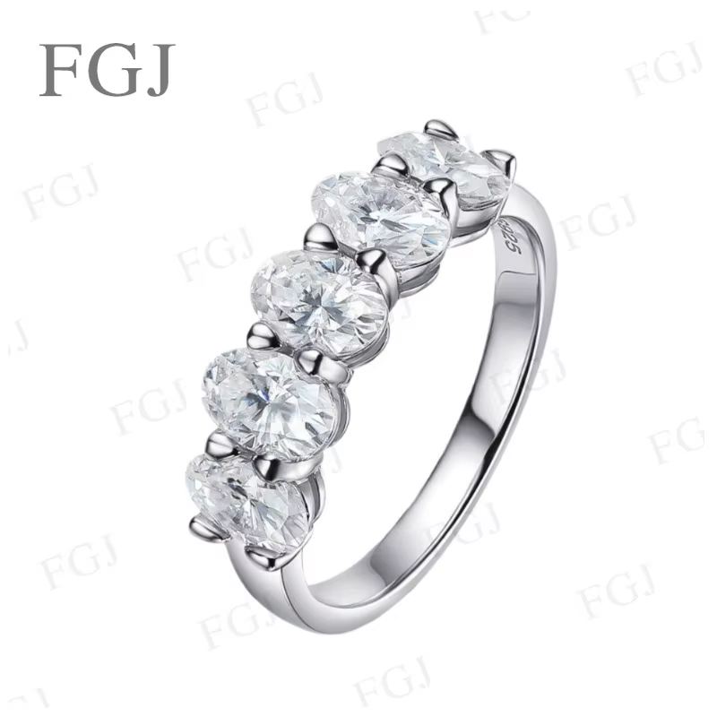 Bague rubis/saphir/cloumbia/Moissanite, coupe ovale 4x6mm, Total 2,5ct VVS1, charmante pour femmes, 