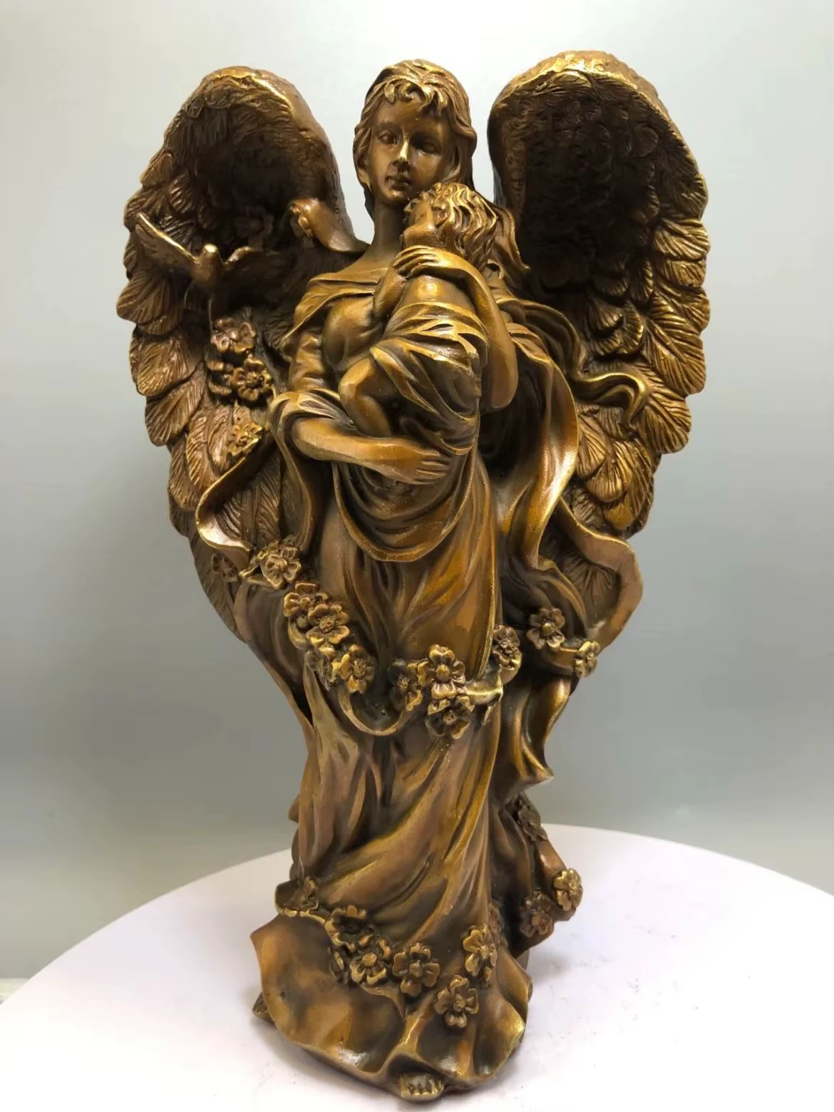Ancienne collection art classique christianisme catholicisme bronze sculpture statue ange statue cha