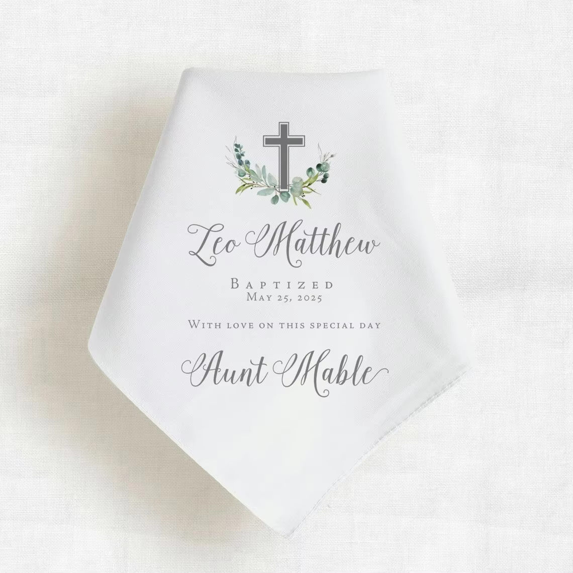 2025 "Mouchoir de baptême chrétien personnalisé pour garçons, souvenir pour dieux ou baptême, cadeau