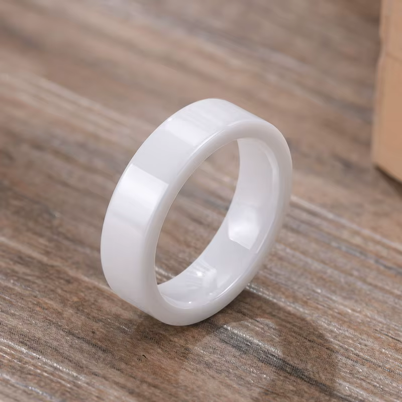 Bague de mariage en céramique blanche/noire de 6mm, pour hommes et femmes, taille 6-12