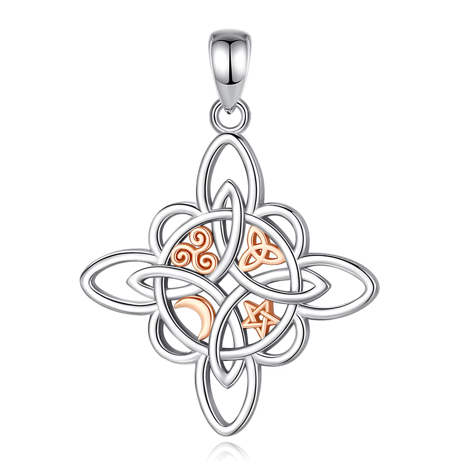 Eudora 925 argent Sterling noeud de sorcière collier sorcellerie noeud celtique étoile lune pendenti