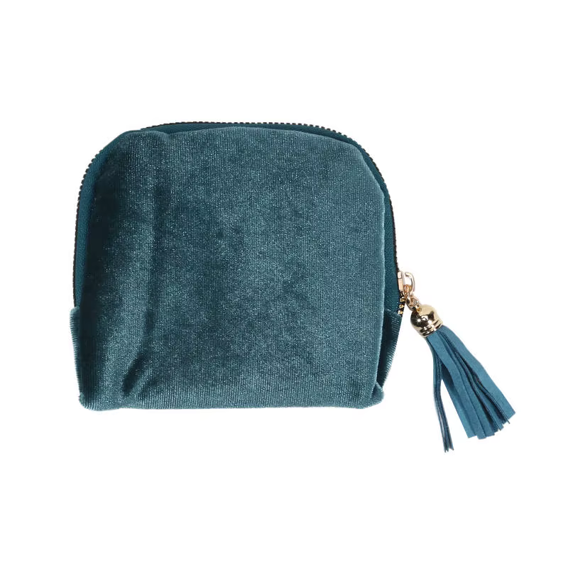 Sac de rangement pour bijoux exquis avec pendentif pompon, pochette zippée pour bagues, grande capac