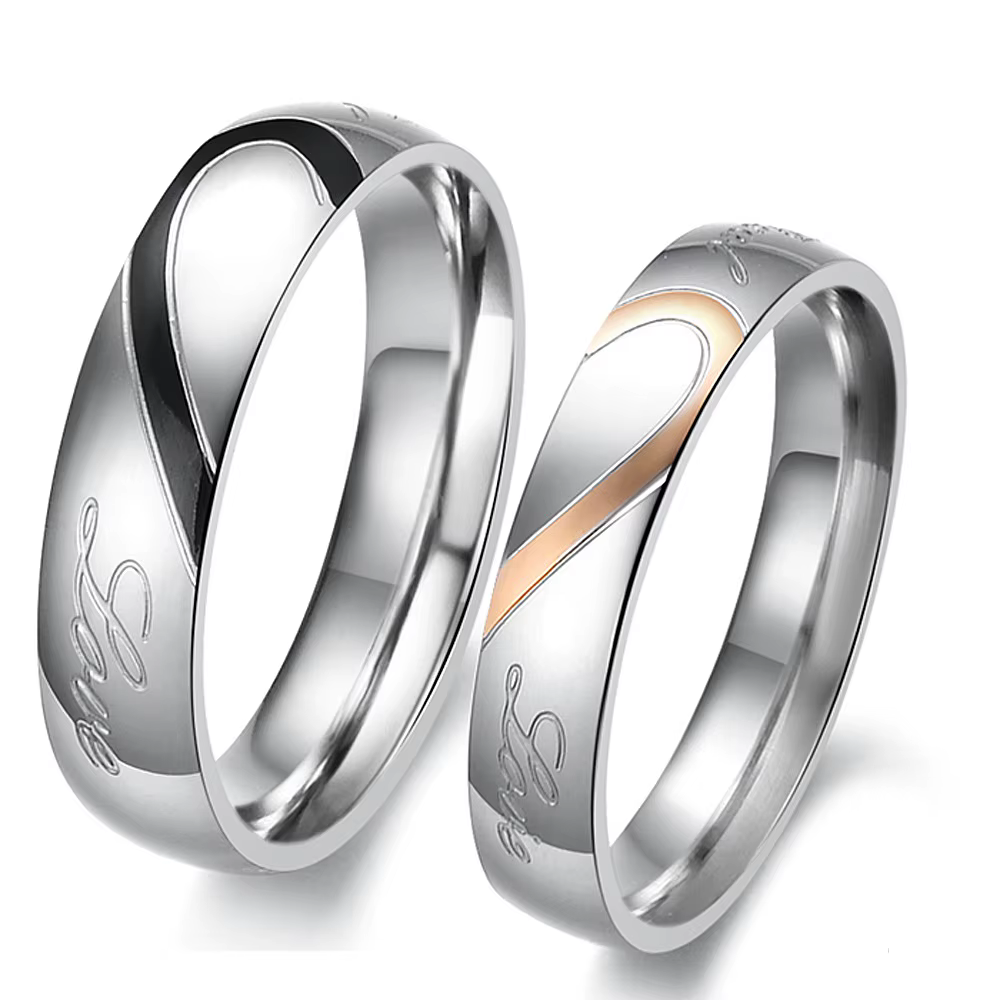 Bijoux de mode unisexe en acier inoxydable poli solide fille femmes hommes amoureux Couples bagues t