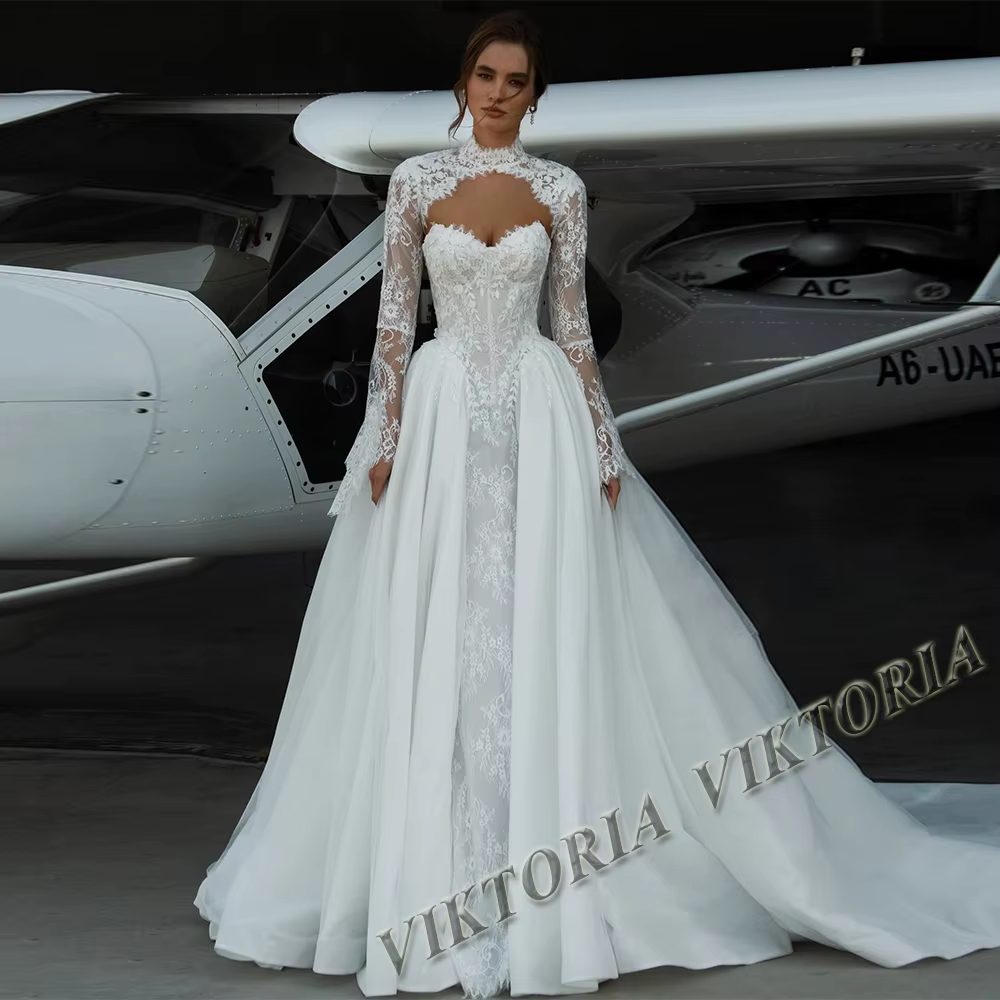 VIKTORIA princesse a-ligne robes De mariée pour femme manches détachables chérie robes De Casamento 