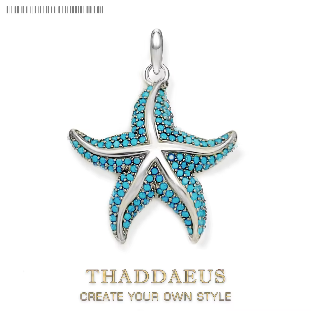 Pendentif étoile océan bleue, bijoux fins, accessoires européens de mer profonde, cadeau en argent S