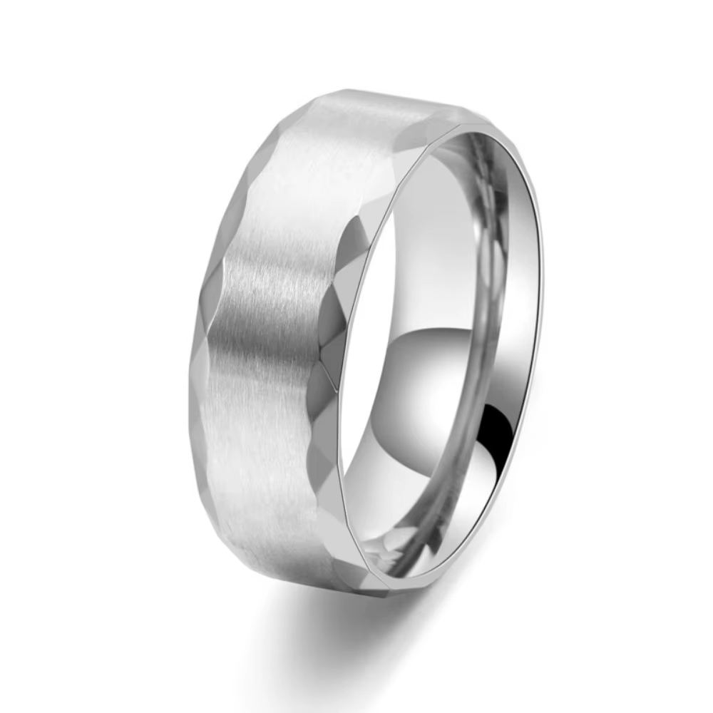 Somen – bague en titane brossé pour hommes, 8mm, minimaliste, bord à facettes, bracelet de mariage, 