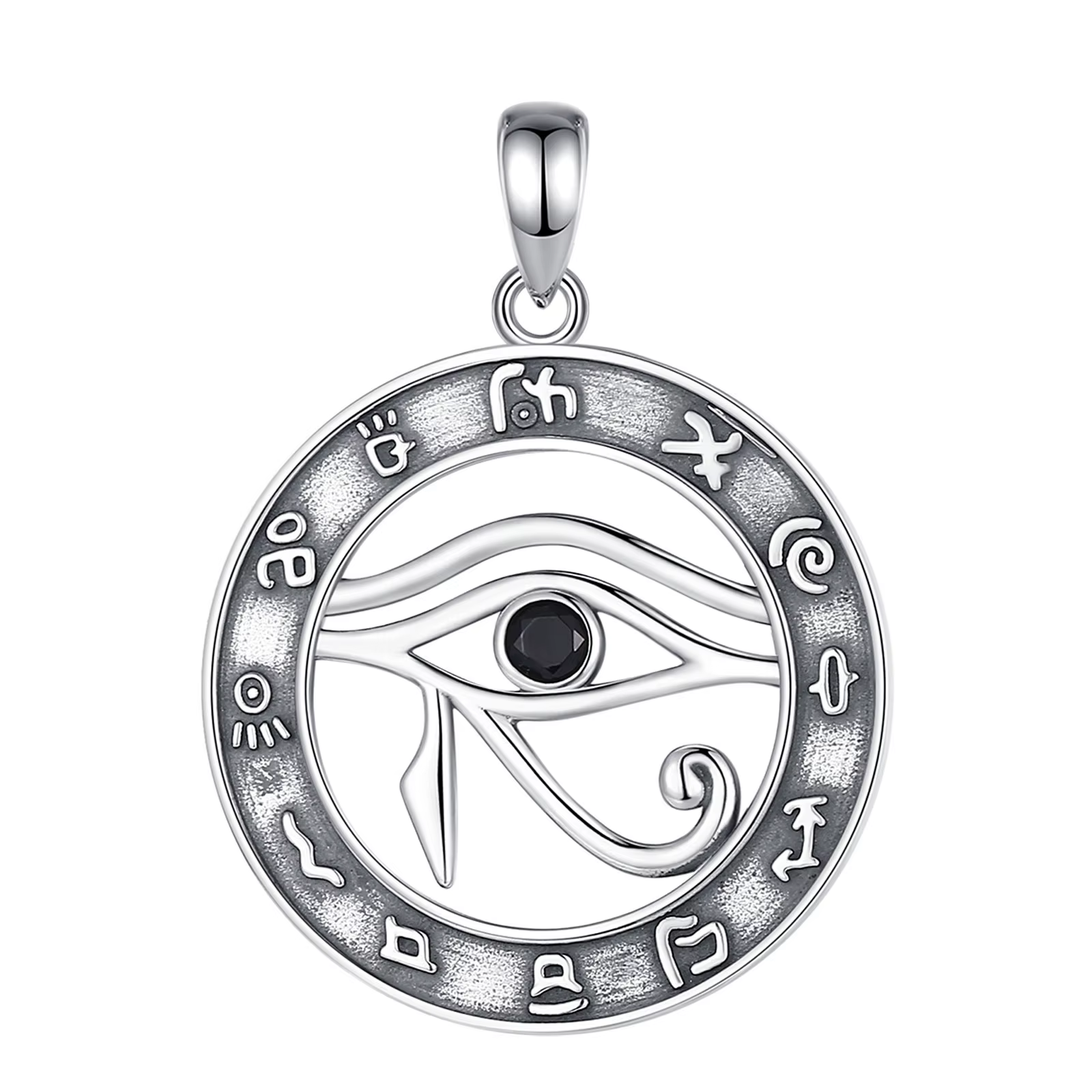 EUDORA-Pendentif œil d'horus égyptien en argent regardé 925, cristal noir, collier Luck Eye Runes, b