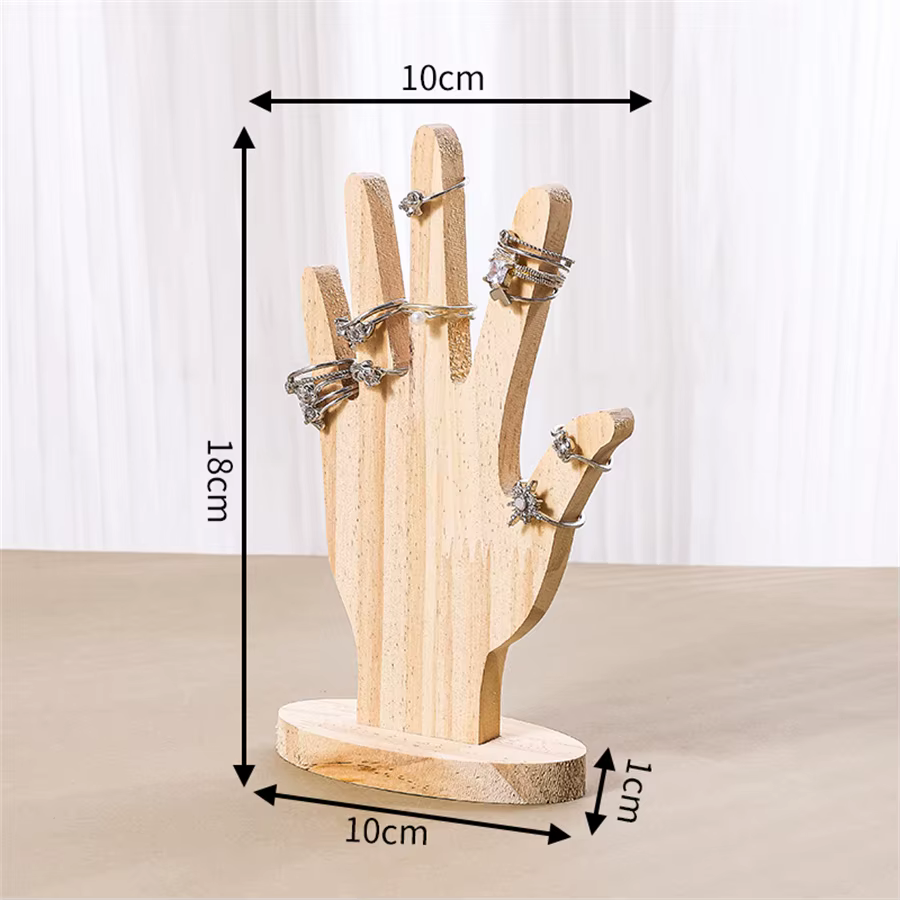 Présentoir de bijoux en forme de main en bois – Conception bidirectionnelle pour suspension murale o