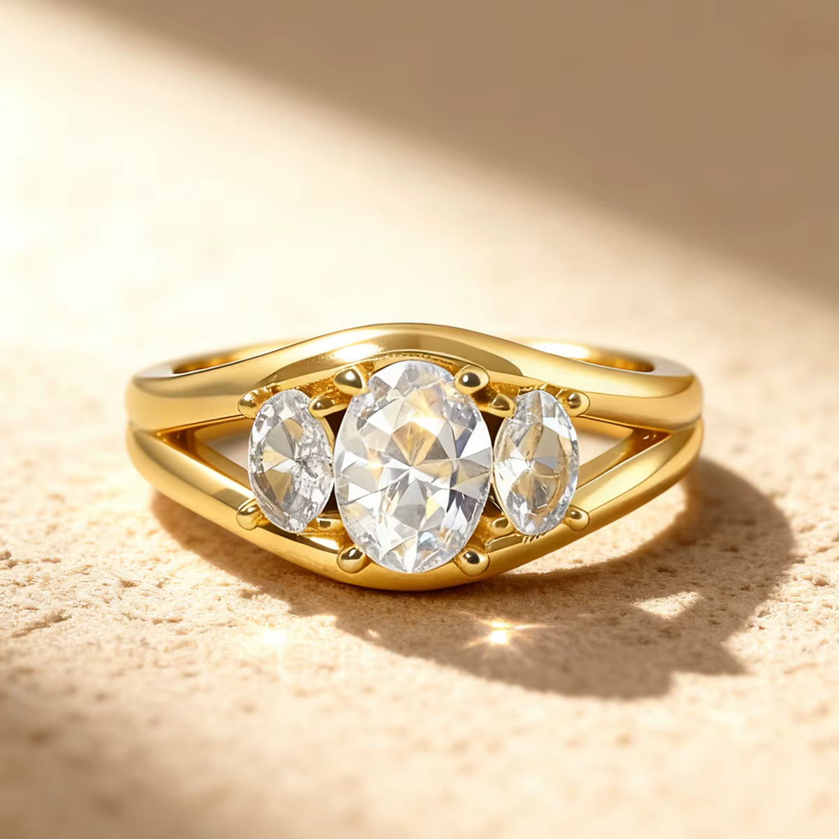Bague en argent Sterling 925 avec Surface incurvée, trois ovales en Zircon pour femmes, fiançailles,