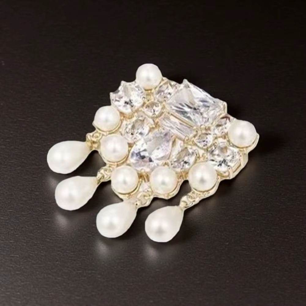 Broche incrustée de perles de strass scintillants de luxe à la mode, bijoux de charme de fête de ban