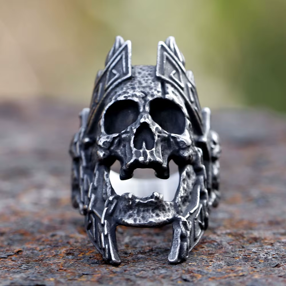 Bague tête de mort gothique rétro pour hommes, matiques en acier inoxydable SION L, bijoux de motard