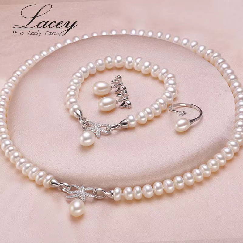 Ensemble de bijoux en perles d'eau douce pour femmes, collier en perles naturelles authentiques, ens