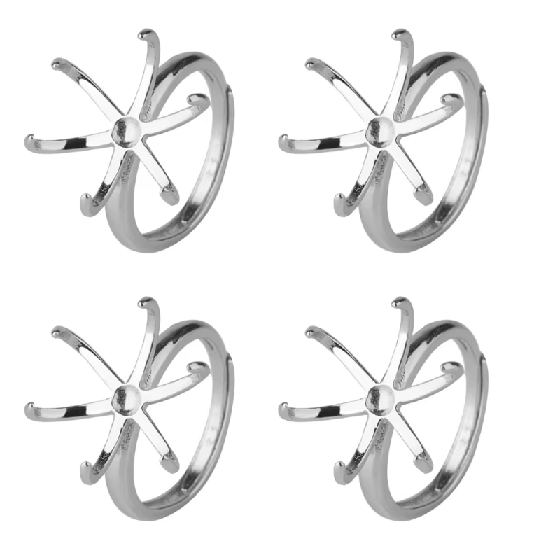 4 anneaux en laiton polyvalents, Bases, Support d'anneaux à griffes plaqués or/argent, paramètres po
