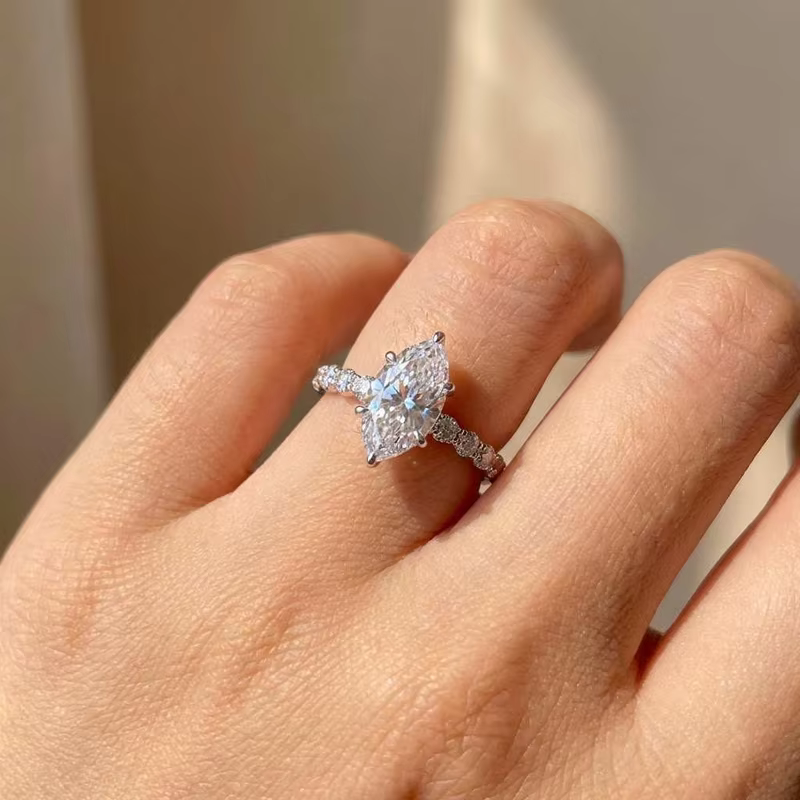 Bagues exquises en argent sterling 925 de haute qualité avec zircone marquise pour femme, tendance, 