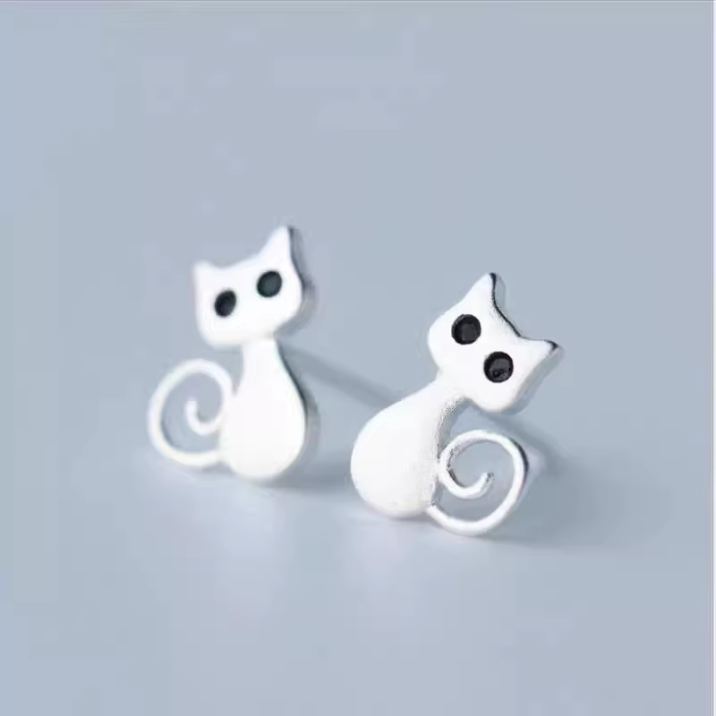 Boucles d'oreilles grand chat en argent Sterling 925 pour femmes, bijoux coréens Pendientes Brincos