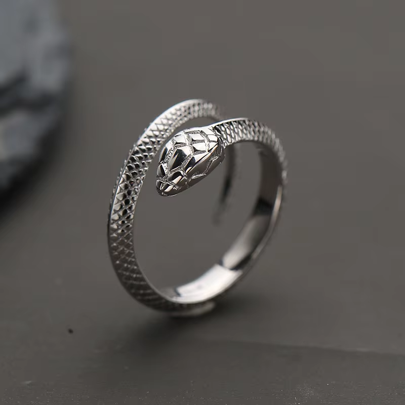 Buyee 925 bague serpent en argent Sterling pour hommes femmes Unique mode grand Animal bijoux fins c