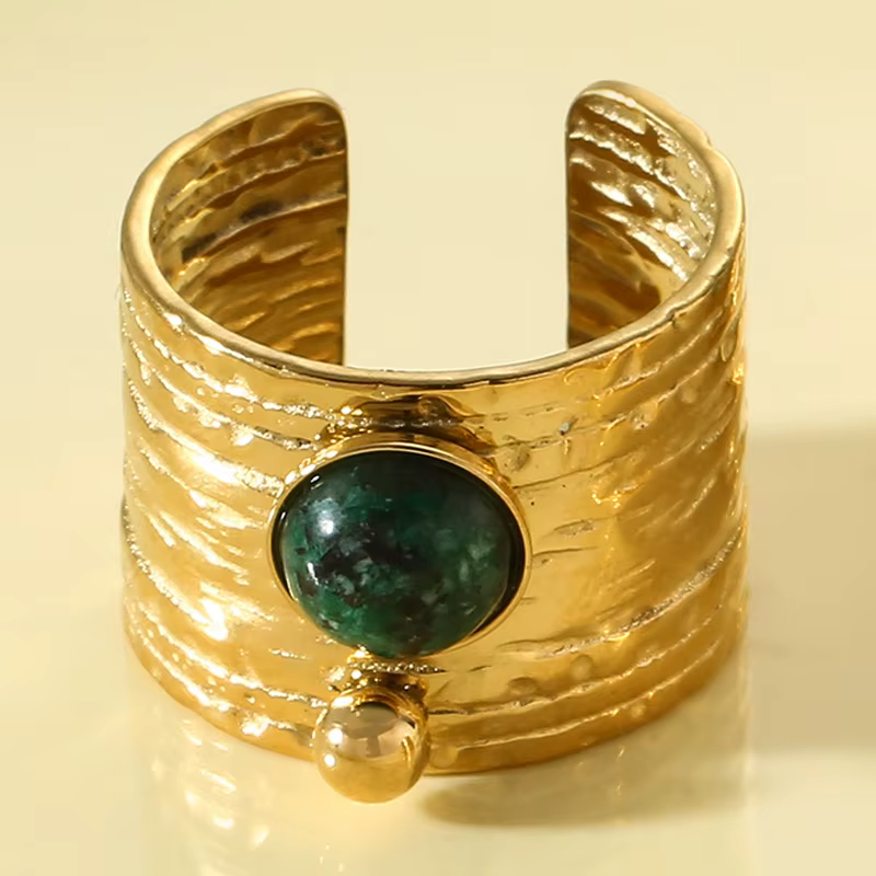 Bagues en pierre d'opale en acier inoxydable pour femmes, matiques Boho, bijoux esthétiques vintage,