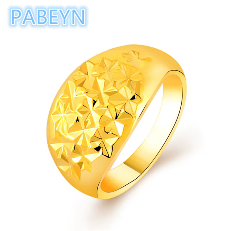 Bague de luxe en or 24 carats, gypsophile plaquée or, Glamour, fête de fiançailles, bijoux cadeau de