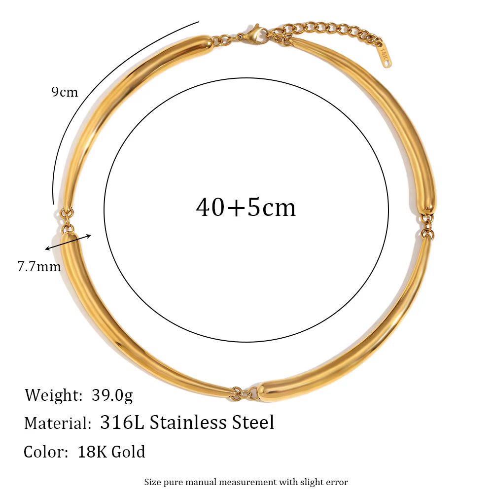 E.B.belle-Collier Punk Bambou Hip Hop, Degré d'Eau, Plaqué Or 18K, Décoration SION L, Bijoux en Acie