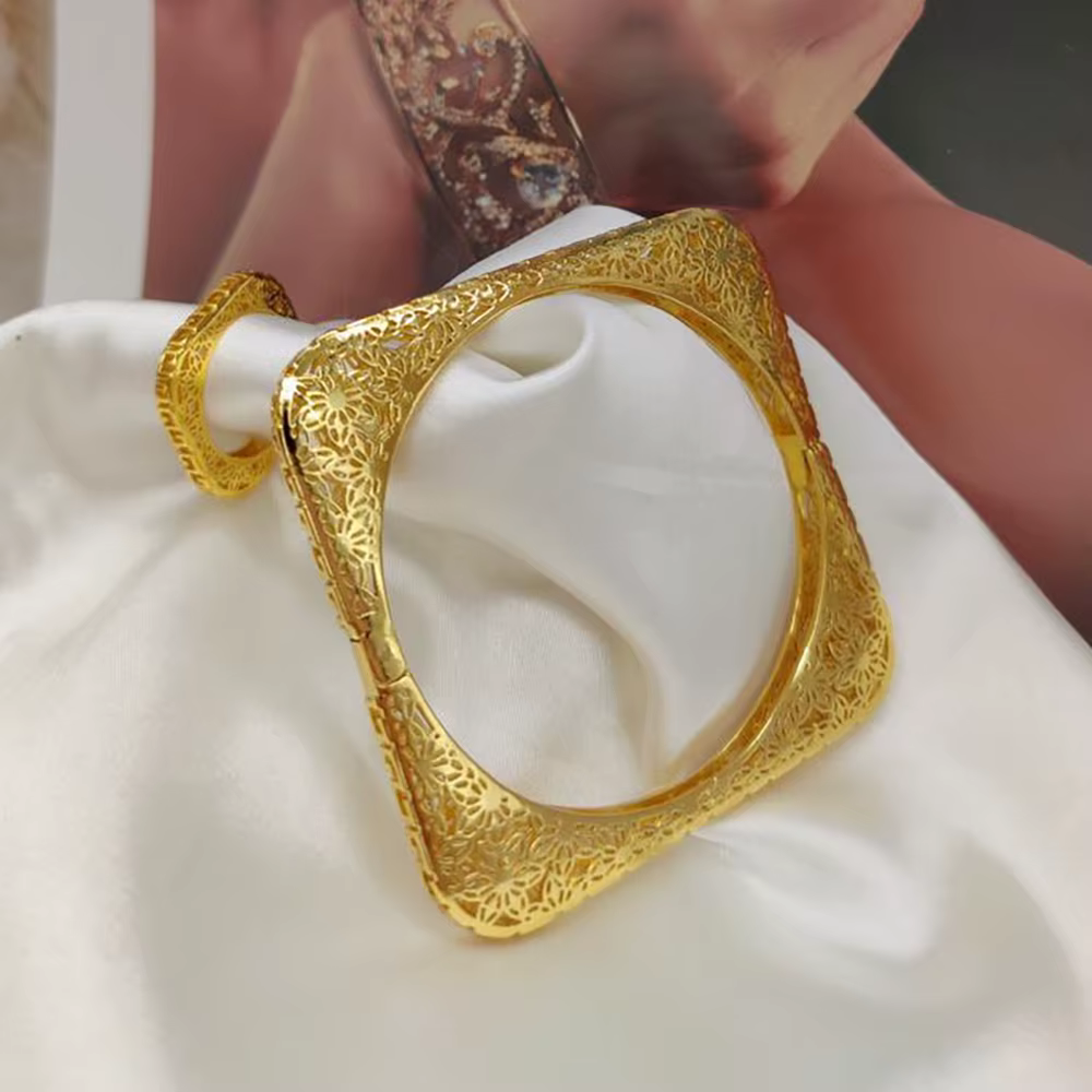 Ensemble de bracelets et de matiques en or de Dubaï, bracelet à main et bague de doigt, design bohèm