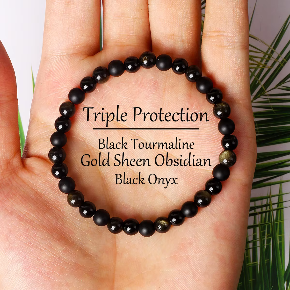 Bracelet en obsidienne dorée, Triple Protection, perles, pierre naturelle Onxy pour femmes, cristal 