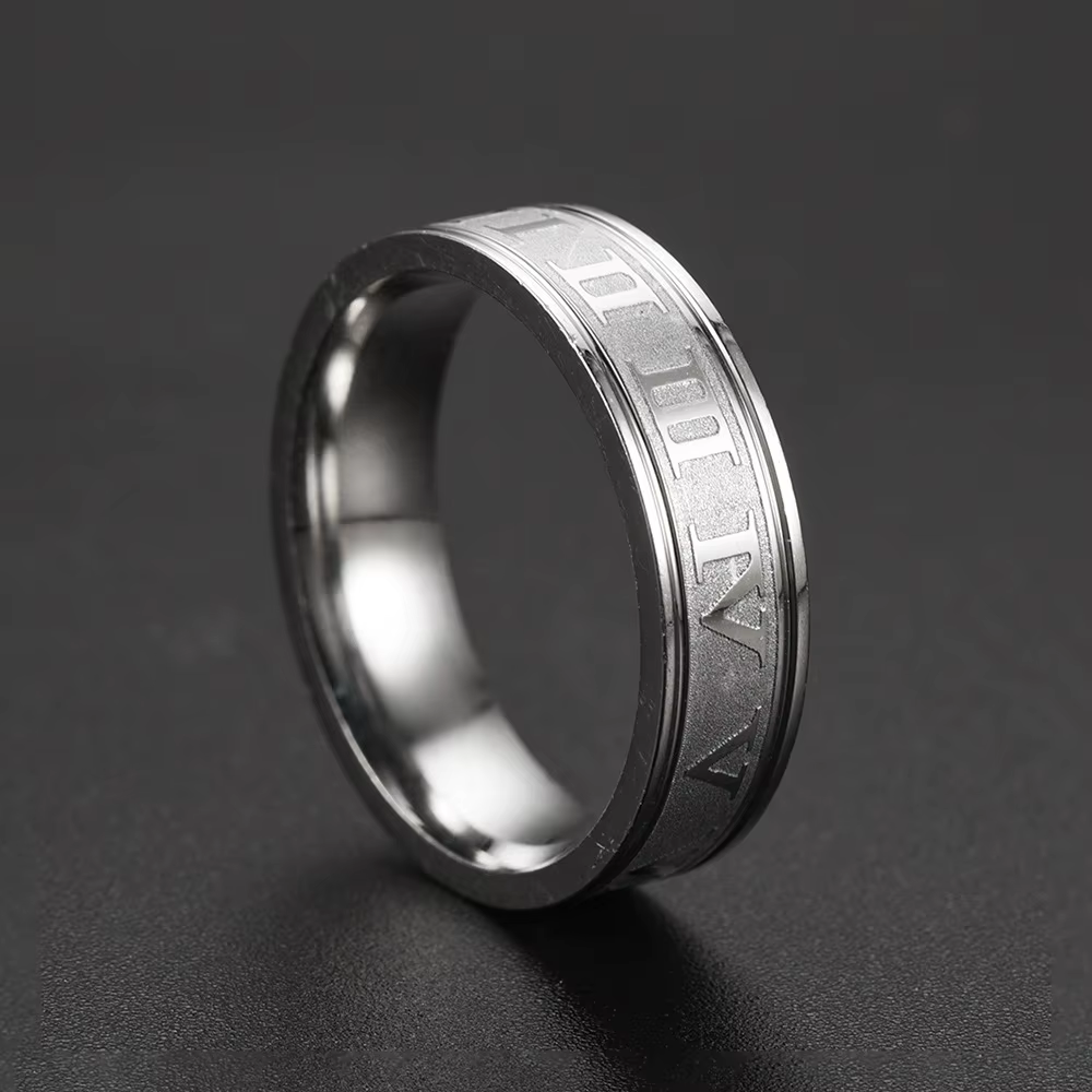 Bague Vintage avec chiffres romains, tempérament, mode, largeur 6mm, en acier inoxydable, Couple pou
