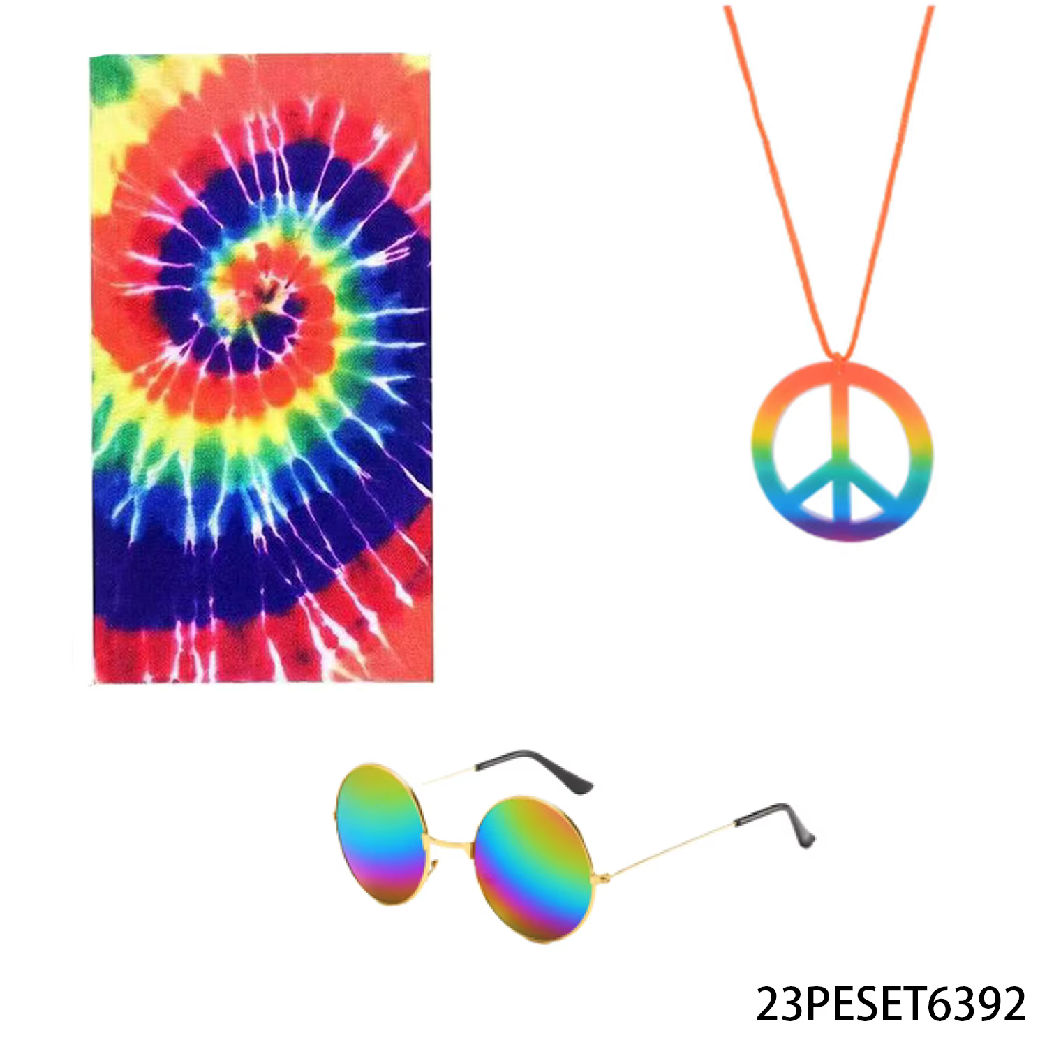 PESENAR Ensemble de costumes hippie - Couronne de fleurs bandeau coeur lunettes de soleil réglable s