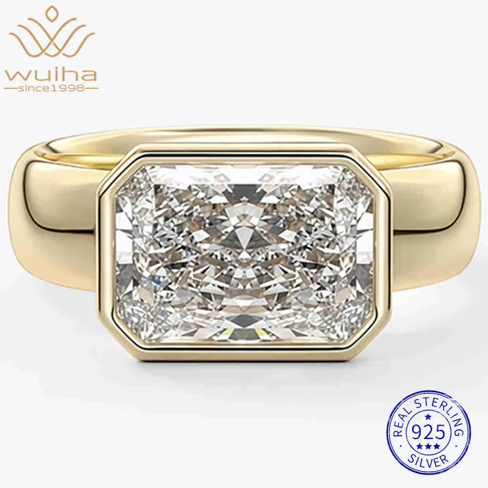 WUIHA – bague de fiançailles en argent Sterling 925, coupe radiante 2 CT, couleur D, GRA, pierres pr