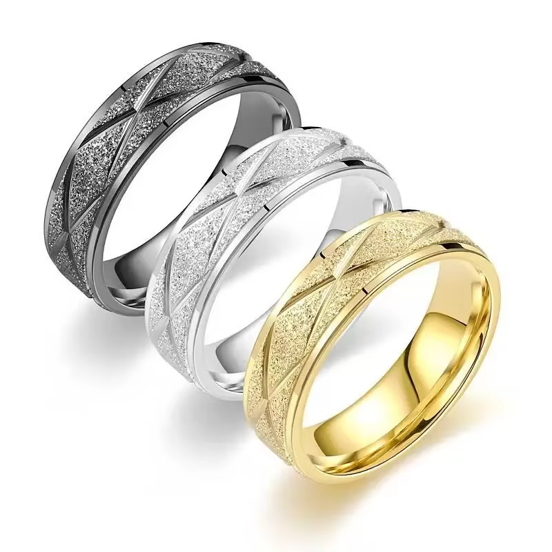 Bague en titane et acier pour hommes, à la mode, ne se décolore pas, motif croisé, finition mate, Se