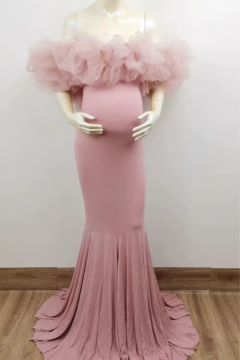Robe de Créateur Sans Bretelles pour Femme Enceinte, Tenue de Soirée, pour Photo, 18e, 100%