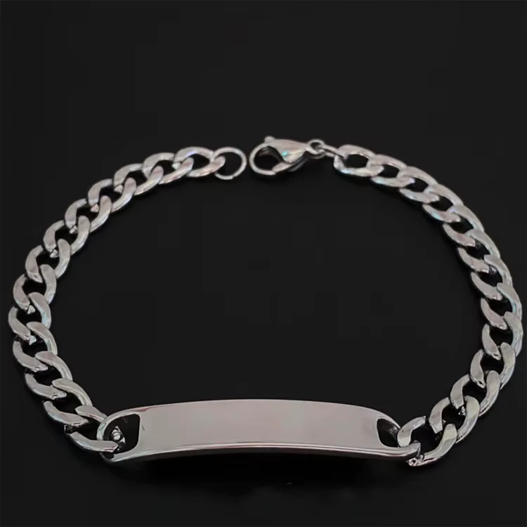Bracelet de notes personnalisé en acier inoxydable, à la mode, avec nom sculpté réglable, pour homme
